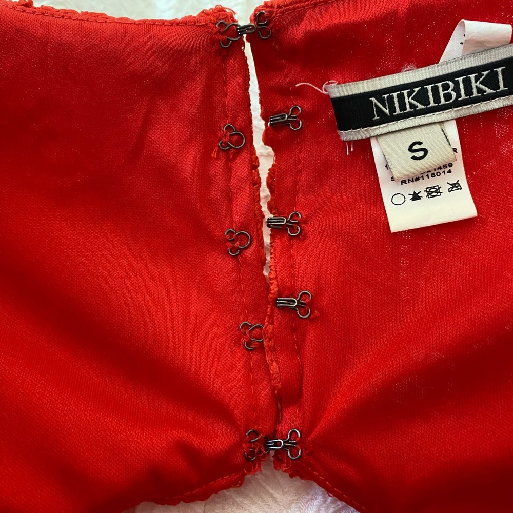 Eyelet Red Dress - Picture 2 of 7